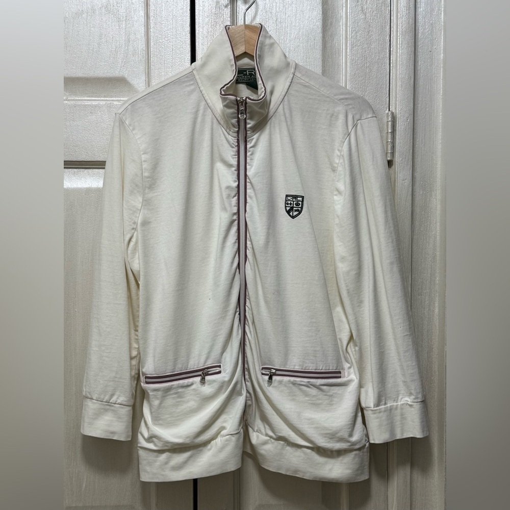 Polo Ralph Lauren Active Women L Cream Stretch 3/4 Sleeve Golf track Zip Jacket